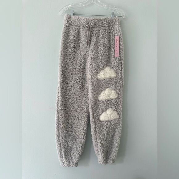 NWT Crave Fame High-Rise Sherpa Joggers Grey Clouds Sweatpants Juniors'  Small - Picture 2 of 7